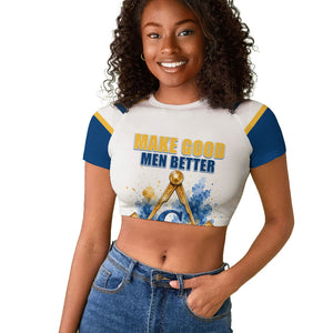 Prince Hall Freemasonry Raglan Cropped T shirt Square And Compass Letter G Watercolor Portrait Art
