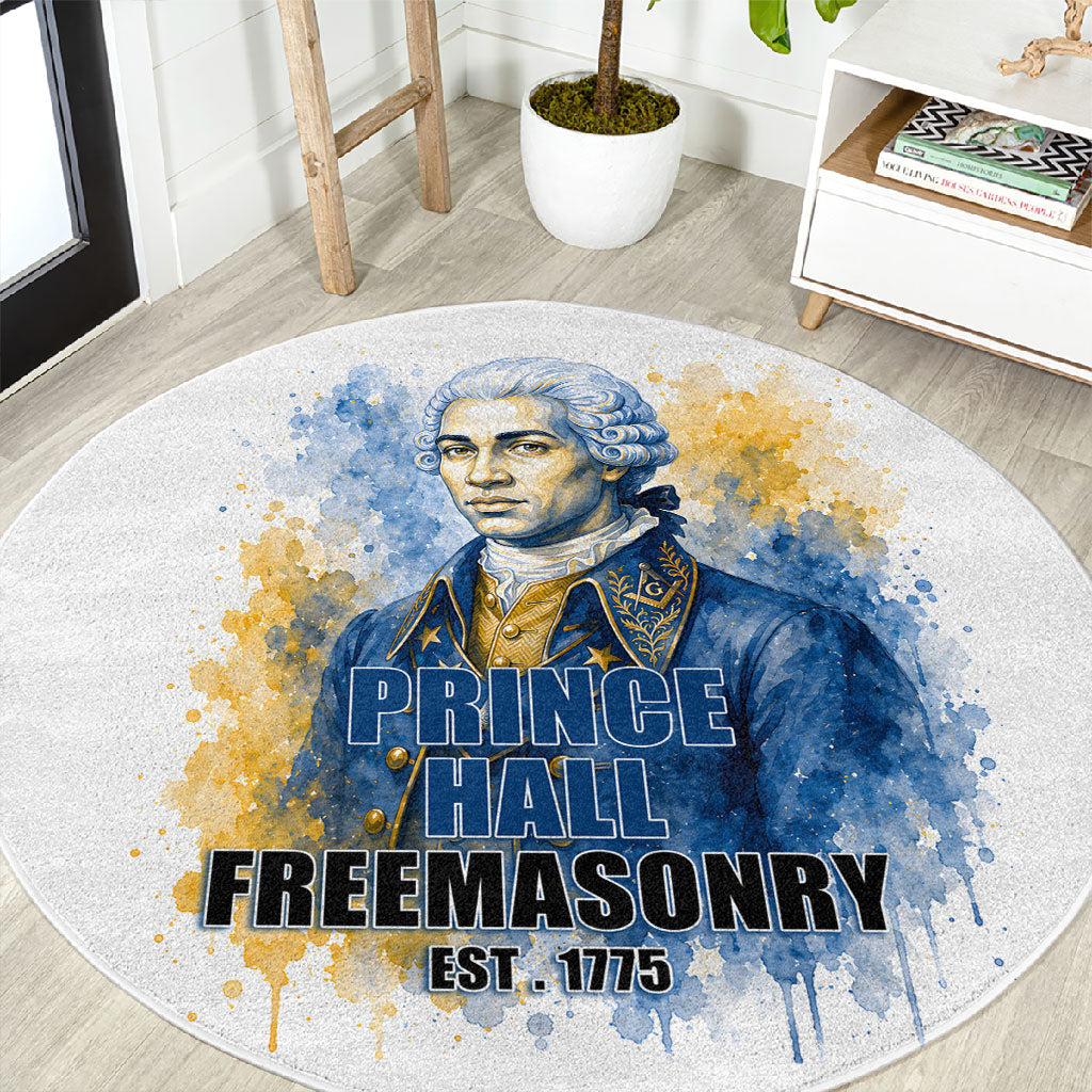 Prince Hall Freemasonry Round Carpet Square And Compass Letter G Watercolor Portrait Art