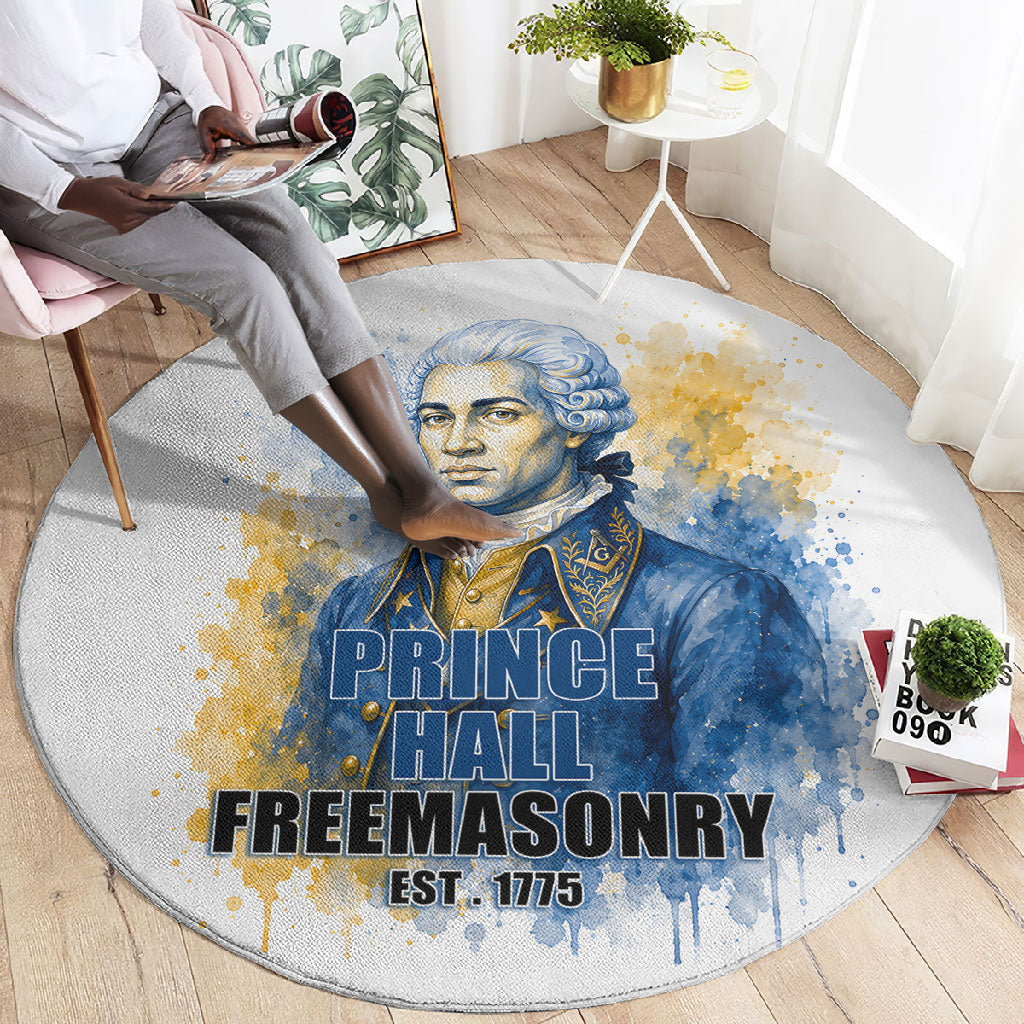 Prince Hall Freemasonry Round Carpet Square And Compass Letter G Watercolor Portrait Art