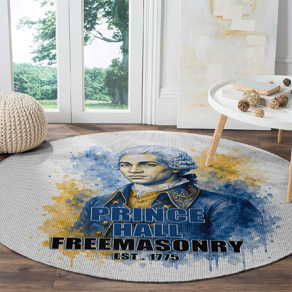 Prince Hall Freemasonry Round Carpet Square And Compass Letter G Watercolor Portrait Art