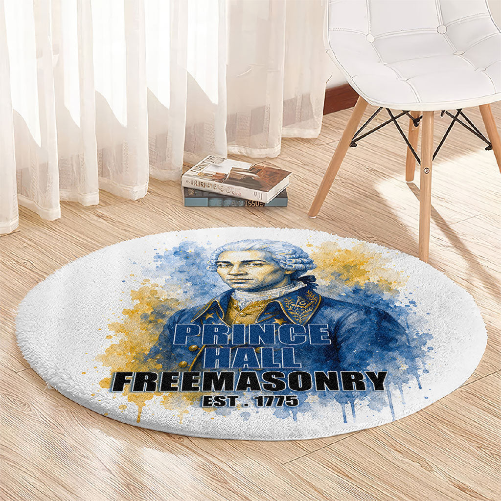 Prince Hall Freemasonry Round Carpet Square And Compass Letter G Watercolor Portrait Art