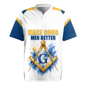 Prince Hall Freemasonry Rugby Jersey Square And Compass Letter G Watercolor Portrait Art