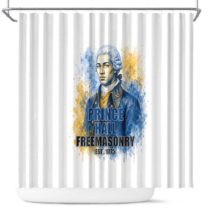 Prince Hall Freemasonry Shower Curtain Square And Compass Letter G Watercolor Portrait Art