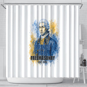 Prince Hall Freemasonry Shower Curtain Square And Compass Letter G Watercolor Portrait Art