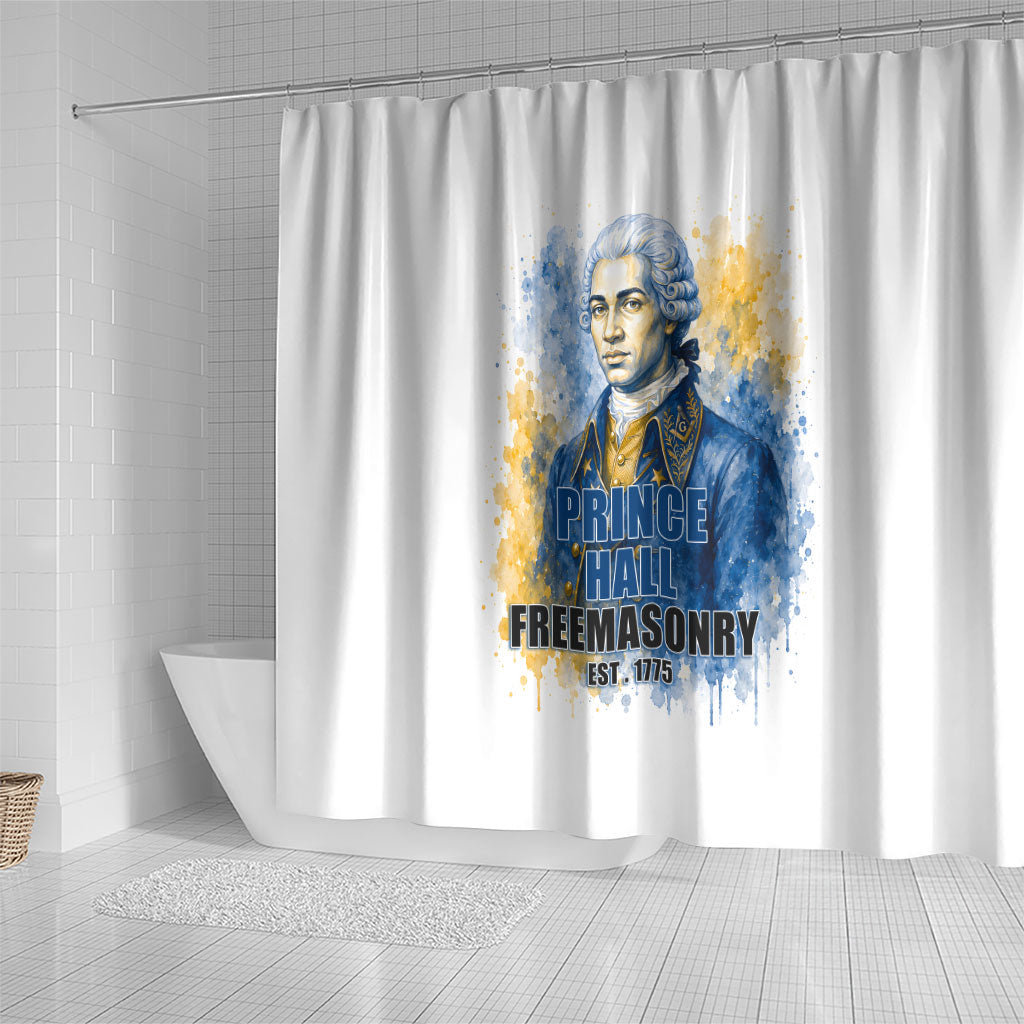 Prince Hall Freemasonry Shower Curtain Square And Compass Letter G Watercolor Portrait Art