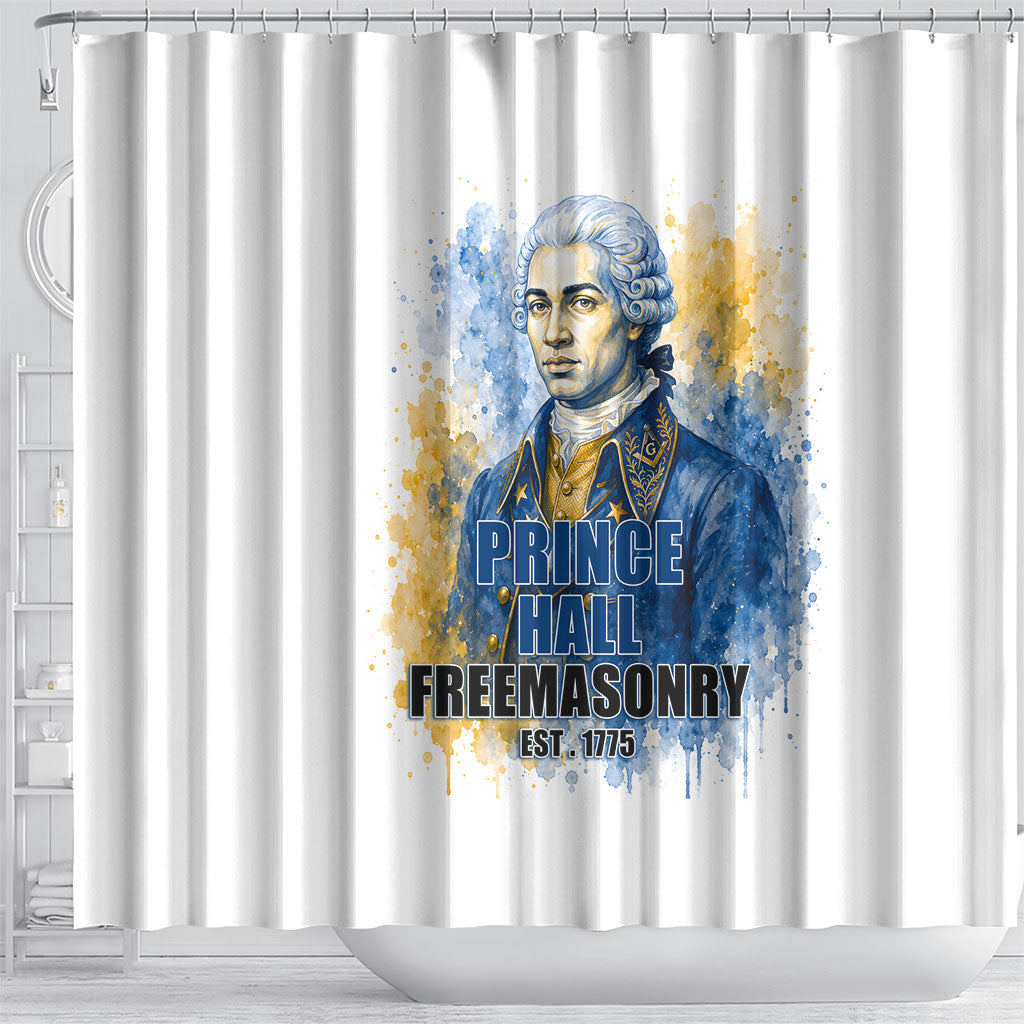 Prince Hall Freemasonry Shower Curtain Square And Compass Letter G Watercolor Portrait Art