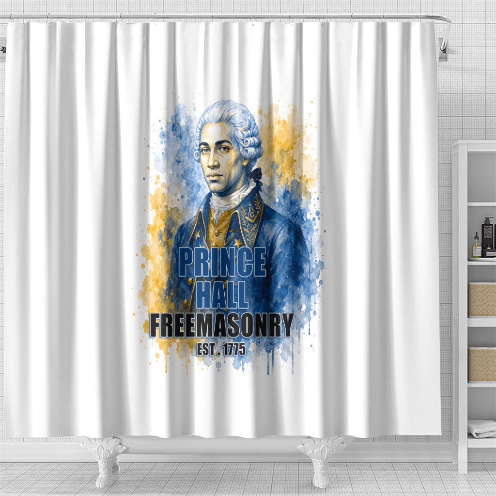 Prince Hall Freemasonry Shower Curtain Square And Compass Letter G Watercolor Portrait Art