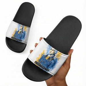Prince Hall Freemasonry Slide Sandals Square And Compass Letter G Watercolor Portrait Art
