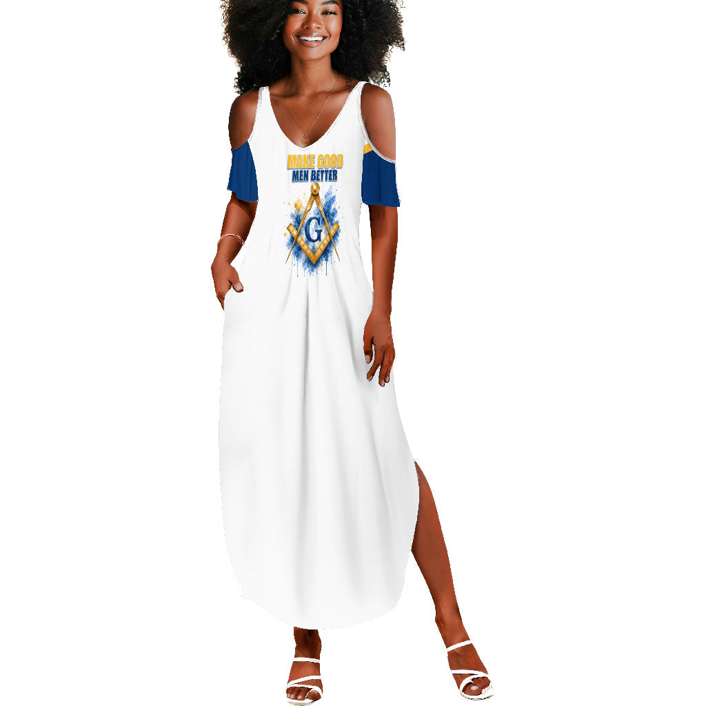 Prince Hall Freemasonry Summer Maxi Dress Square And Compass Letter G Watercolor Portrait Art