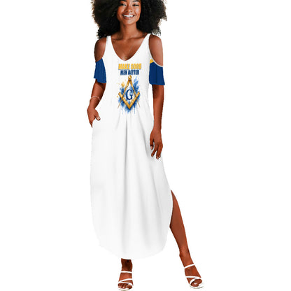Prince Hall Freemasonry Summer Maxi Dress Square And Compass Letter G Watercolor Portrait Art