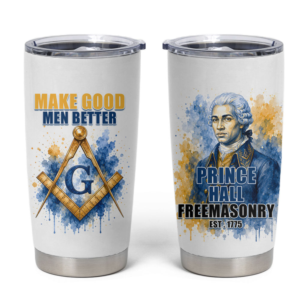 Prince Hall Freemasonry Tumbler Cup Square And Compass Letter G Watercolor Portrait Art