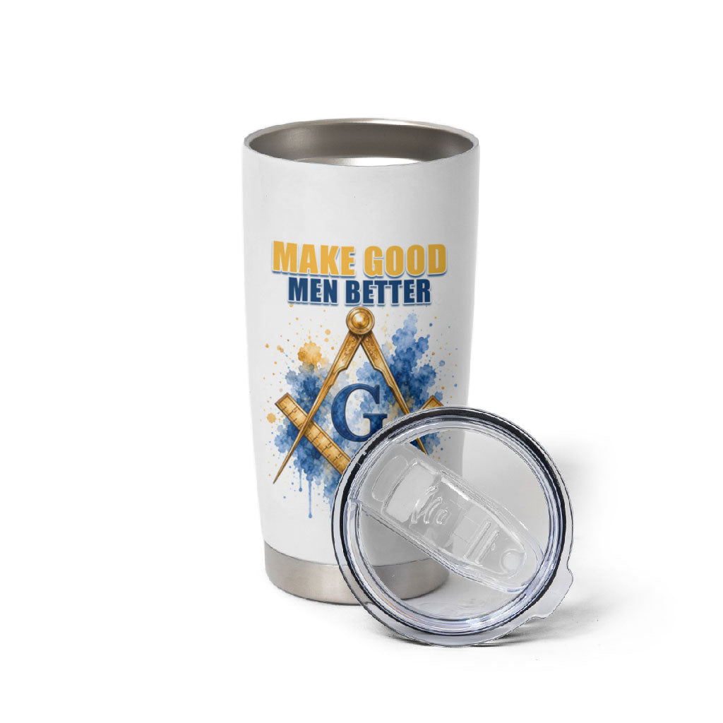 Prince Hall Freemasonry Tumbler Cup Square And Compass Letter G Watercolor Portrait Art