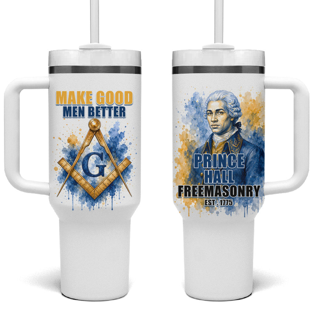 Prince Hall Freemasonry Tumbler With Handle Square And Compass Letter G Watercolor Portrait Art