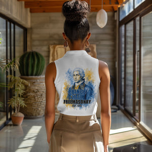 Prince Hall Freemasonry Women Sleeveless Polo Shirt Square And Compass Letter G Watercolor Portrait Art