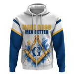Prince Hall Freemasonry Zip Hoodie Square And Compass Letter G Watercolor Portrait Art