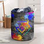 Prince Hall Freemasonry Laundry Basket Colorful Graffiti Paint Splatter On Urban Stone Wall