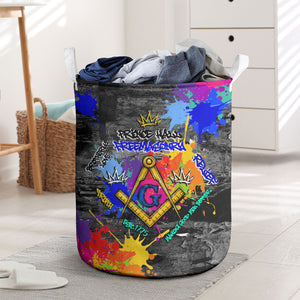 Prince Hall Freemasonry Laundry Basket Colorful Graffiti Paint Splatter On Urban Stone Wall
