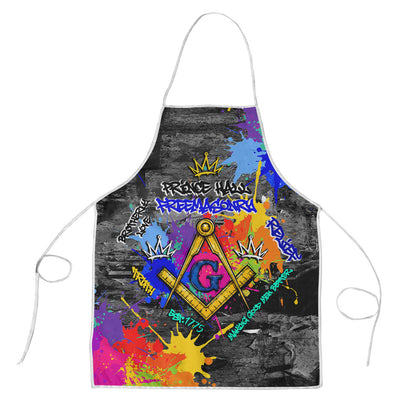 Prince Hall Freemasonry Apron Colorful Graffiti Paint Splatter On Urban Stone Wall