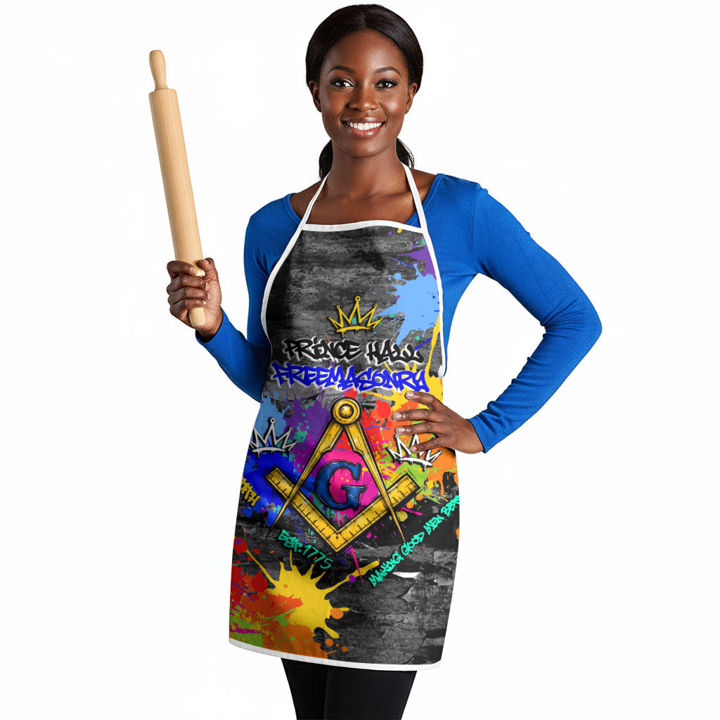 Prince Hall Freemasonry Apron Colorful Graffiti Paint Splatter On Urban Stone Wall