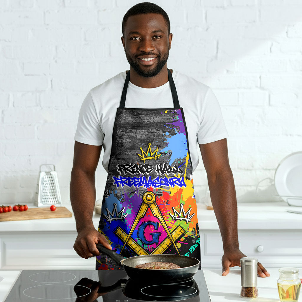 Prince Hall Freemasonry Apron Colorful Graffiti Paint Splatter On Urban Stone Wall