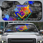 Prince Hall Freemasonry Auto Sun Shade Colorful Graffiti Paint Splatter On Urban Stone Wall