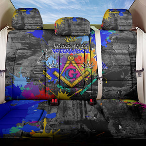 Prince Hall Freemasonry Back Car Seat Cover Colorful Graffiti Paint Splatter On Urban Stone Wall
