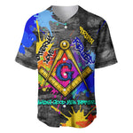 Prince Hall Freemasonry Baseball Jersey Colorful Graffiti Paint Splatter On Urban Stone Wall
