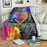 Prince Hall Freemasonry Blanket Colorful Graffiti Paint Splatter On Urban Stone Wall