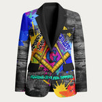 Prince Hall Freemasonry Blazer Colorful Graffiti Paint Splatter On Urban Stone Wall