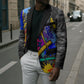 Prince Hall Freemasonry Blazer Colorful Graffiti Paint Splatter On Urban Stone Wall