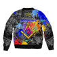Prince Hall Freemasonry Bomber Jacket Colorful Graffiti Paint Splatter On Urban Stone Wall