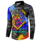 Prince Hall Freemasonry Button Sweatshirt Colorful Graffiti Paint Splatter On Urban Stone Wall