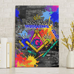 Prince Hall Freemasonry Canvas Wall Art Colorful Graffiti Paint Splatter On Urban Stone Wall