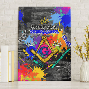 Prince Hall Freemasonry Canvas Wall Art Colorful Graffiti Paint Splatter On Urban Stone Wall