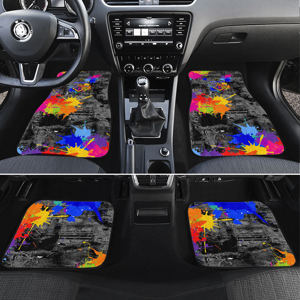 Prince Hall Freemasonry Car Mats Colorful Graffiti Paint Splatter On Urban Stone Wall