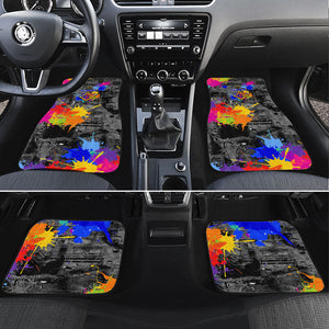 Prince Hall Freemasonry Car Mats Colorful Graffiti Paint Splatter On Urban Stone Wall