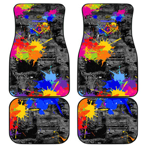 Prince Hall Freemasonry Car Mats Colorful Graffiti Paint Splatter On Urban Stone Wall