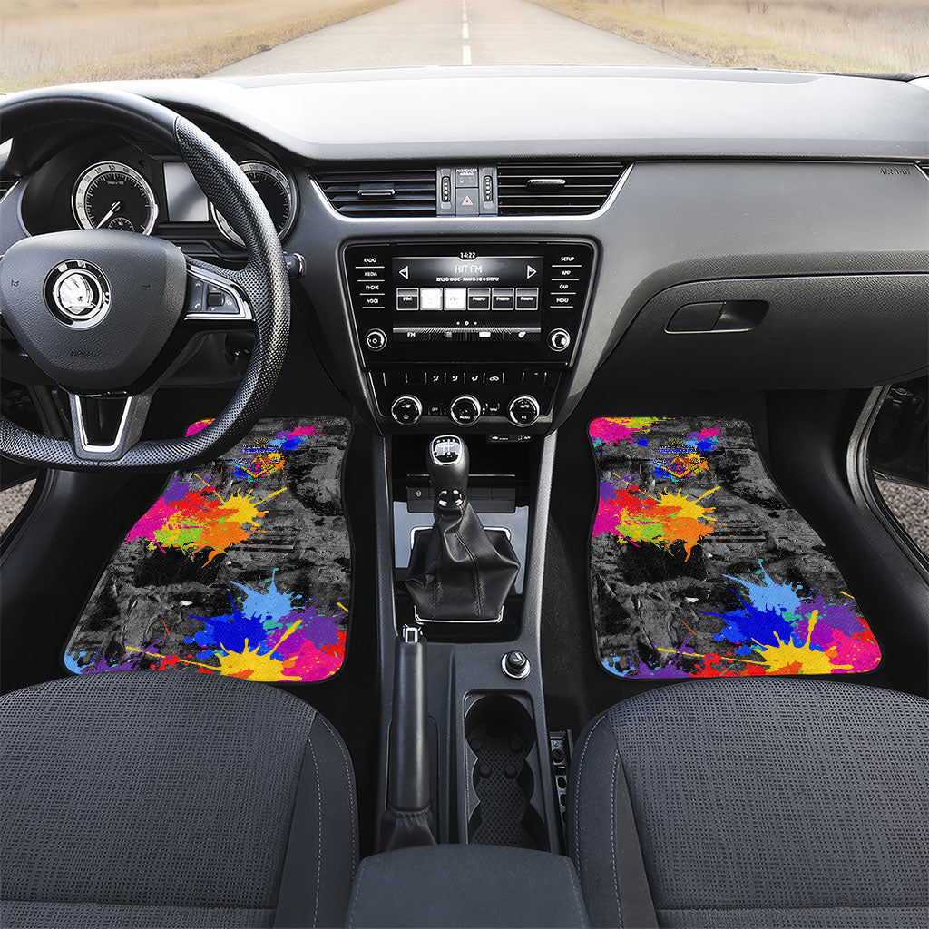 Prince Hall Freemasonry Car Mats Colorful Graffiti Paint Splatter On Urban Stone Wall