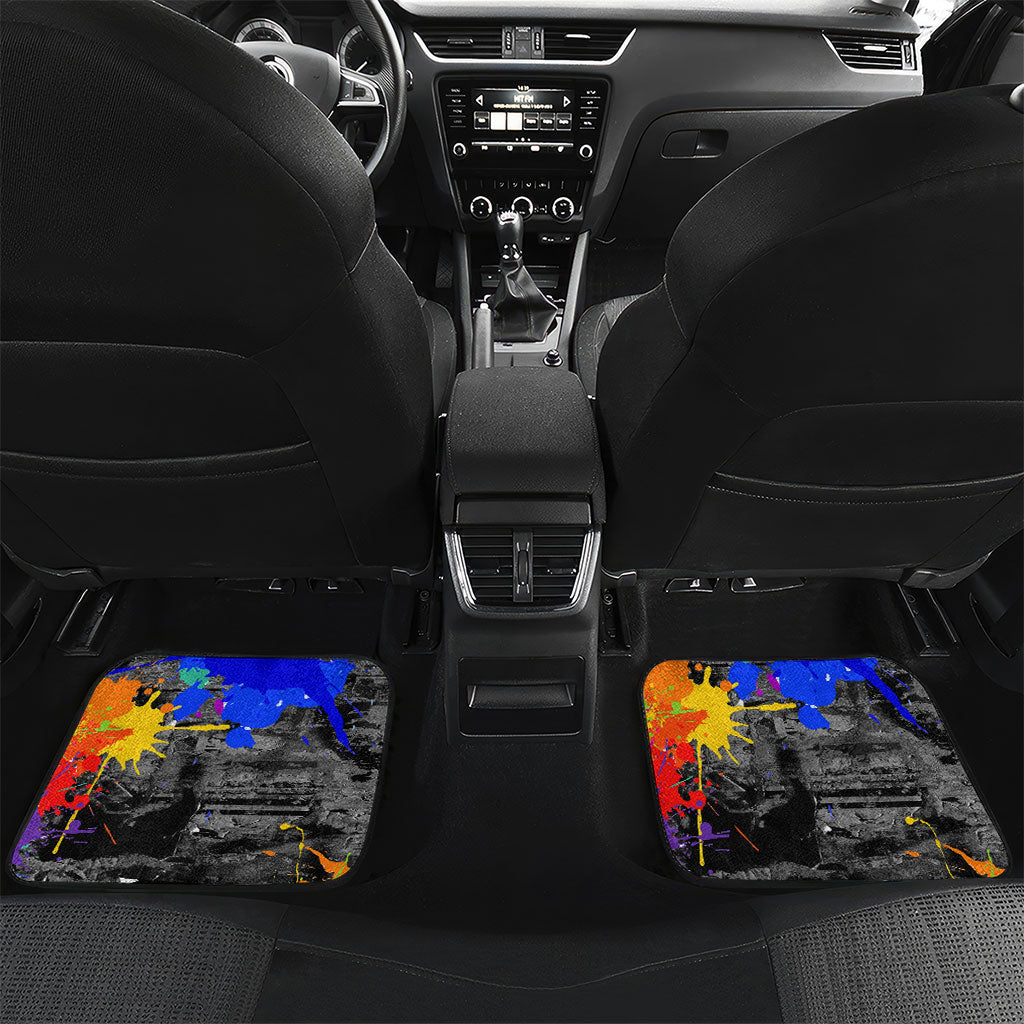 Prince Hall Freemasonry Car Mats Colorful Graffiti Paint Splatter On Urban Stone Wall