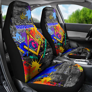 Prince Hall Freemasonry Car Seat Cover Colorful Graffiti Paint Splatter On Urban Stone Wall
