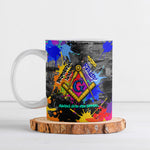 Prince Hall Freemasonry Ceramic Mug Colorful Graffiti Paint Splatter On Urban Stone Wall