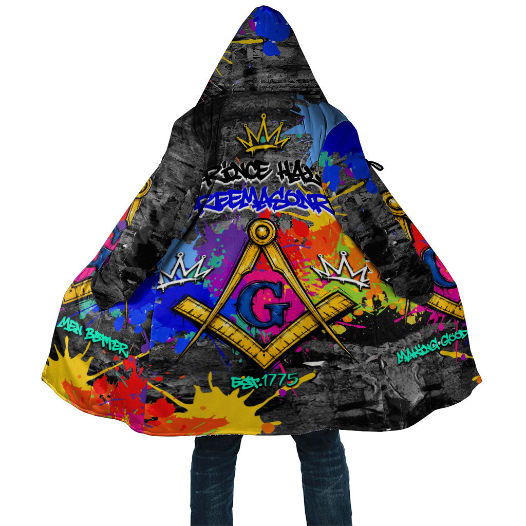 Prince Hall Freemasonry Cloak Colorful Graffiti Paint Splatter On Urban Stone Wall