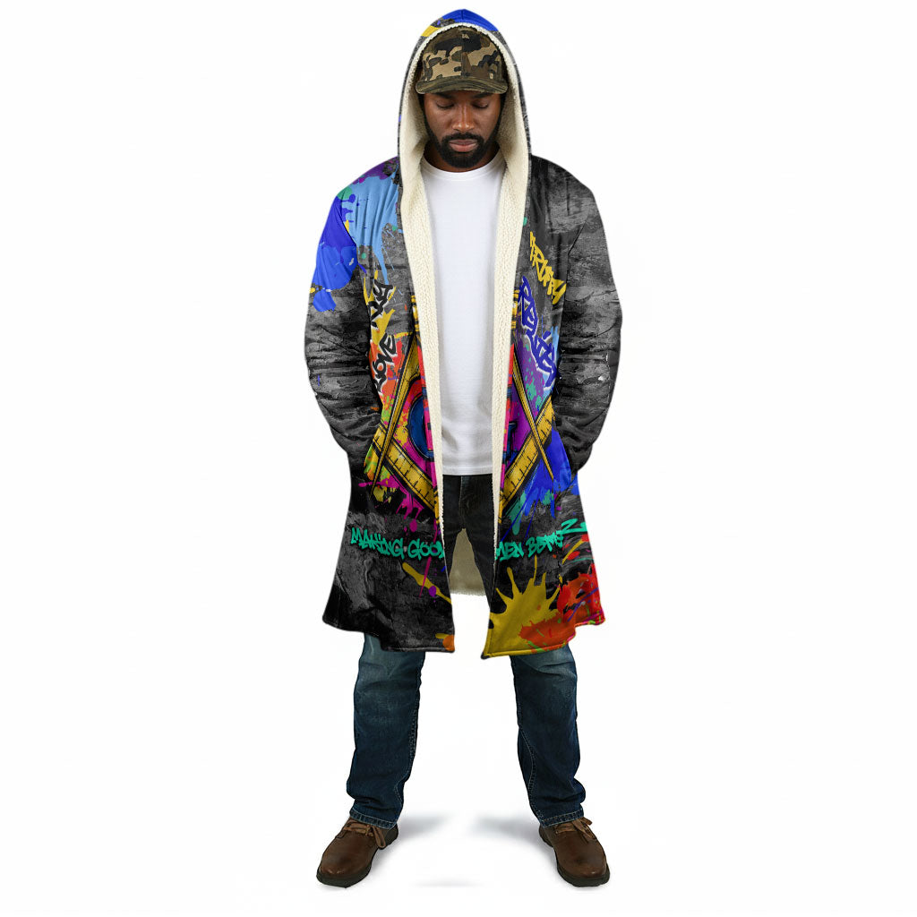 Prince Hall Freemasonry Cloak Colorful Graffiti Paint Splatter On Urban Stone Wall