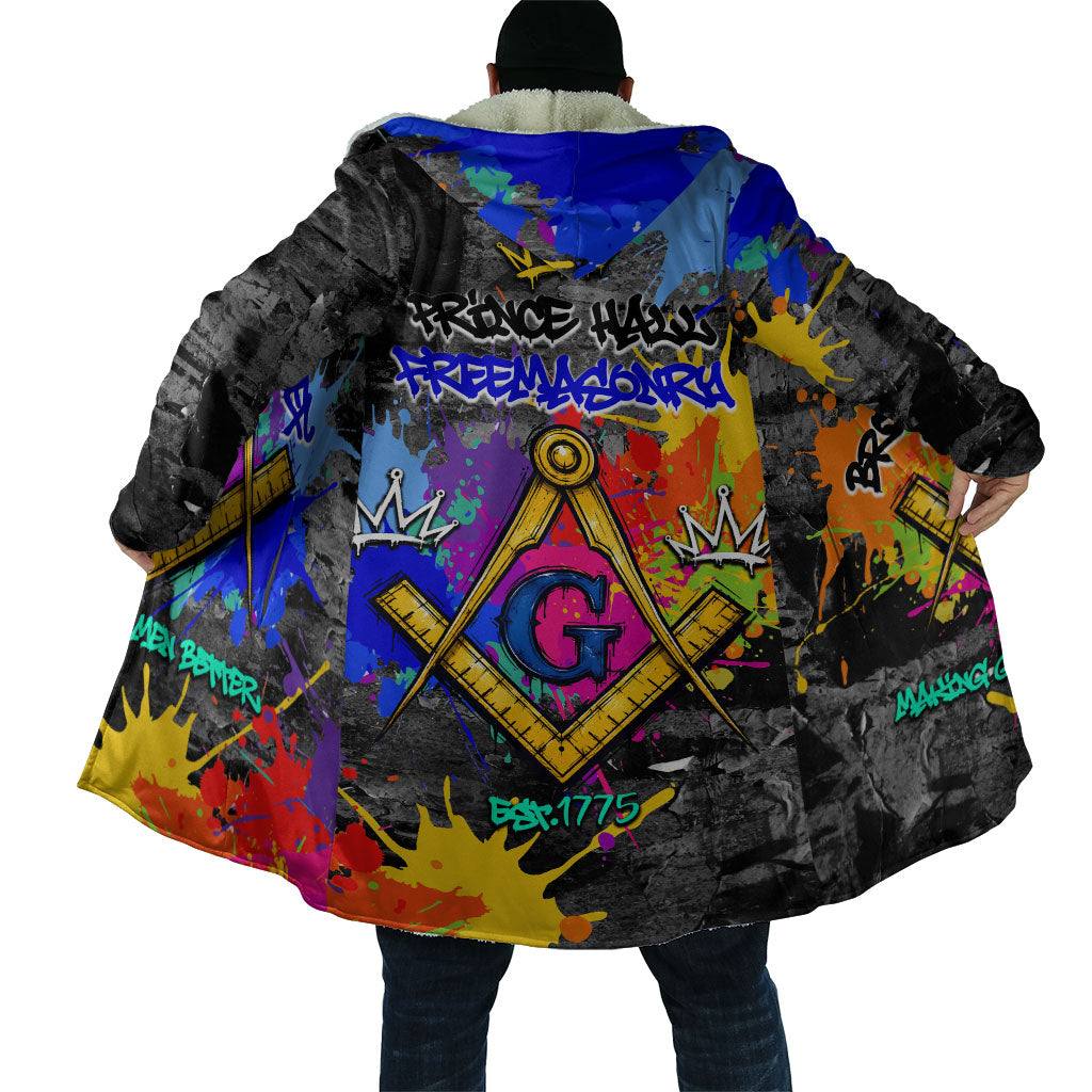 Prince Hall Freemasonry Cloak Colorful Graffiti Paint Splatter On Urban Stone Wall