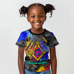 Prince Hall Freemasonry Kid T shirt Colorful Graffiti Paint Splatter On Urban Stone Wall