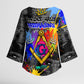 Prince Hall Freemasonry Kimono Sleeve Blouse Colorful Graffiti Paint Splatter On Urban Stone Wall