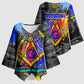 Prince Hall Freemasonry Kimono Sleeve Blouse Colorful Graffiti Paint Splatter On Urban Stone Wall