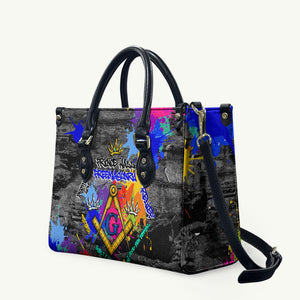 Prince Hall Freemasonry Leather Bag Colorful Graffiti Paint Splatter On Urban Stone Wall