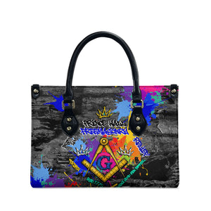 Prince Hall Freemasonry Leather Bag Colorful Graffiti Paint Splatter On Urban Stone Wall
