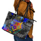 Prince Hall Freemasonry Leather Tote Bag Colorful Graffiti Paint Splatter On Urban Stone Wall